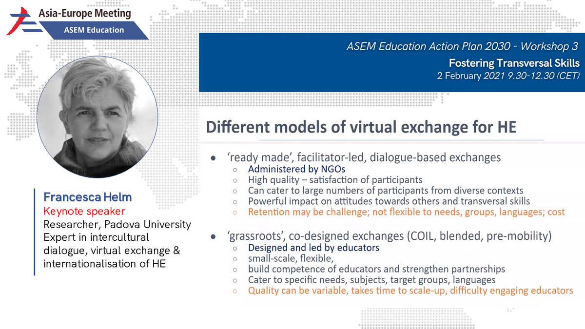 asefedu's tweet photo. We start the Workshop on #TransversalSkills with a keynote by Francesca Helm, Researcher @UniPadova
👍Good insights on different models of #VirtualExchange for #HigherEducation & the positive impact one can create to foster transversal skills, e.g.
👂Active Listening https://t.co/QeAXhgRUB2