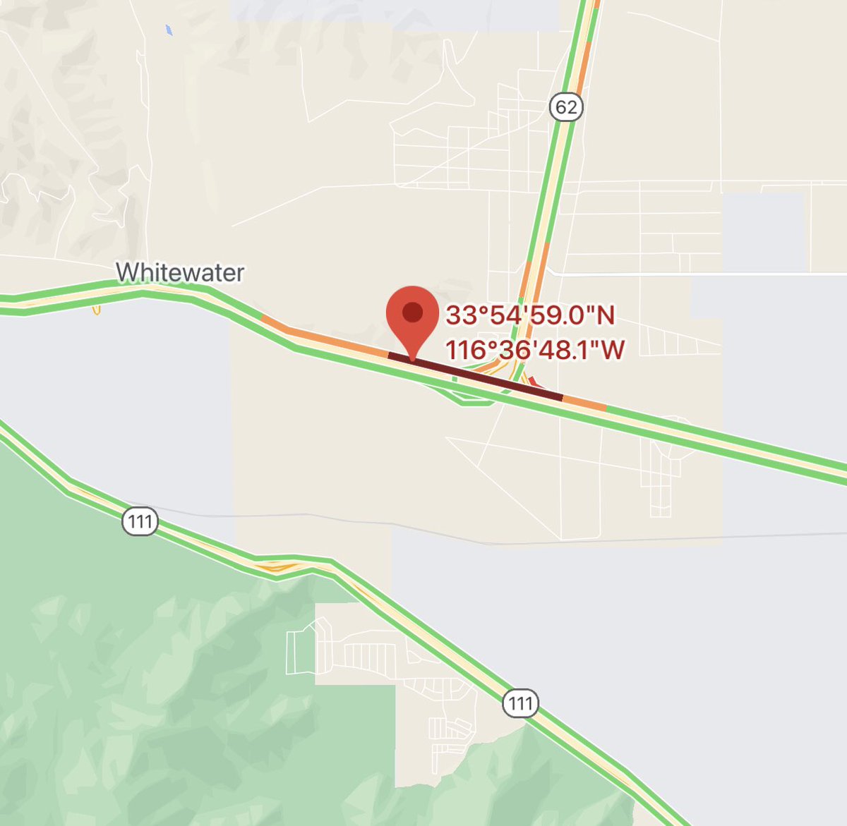 CALFIRERRU's tweet photo. Fatality Traffic Collision west of Palm Springs RPT @ WB I10 W/Of Hy 62. Firefighters are on scene of a so vehicle rollover w/one confirmed fatality. #InterstateIncident https://t.co/IrqbXfge6Z