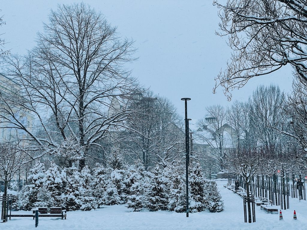 VisitTallinn's tweet photo. We've been out capturing the #snowy urban landscape of #Tallinn. ❄️ Here are some photos of Tammsaare Park, located in the heart of Tallinn and  named after one of our most renowned authors. https://t.co/SsYhFfTfl3 #WinterWonderland https://t.co/0fTAFva8Pi