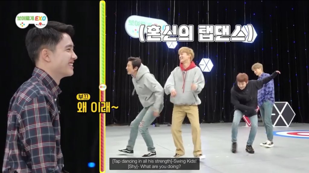  Something New - ZendayaThe way these 2 try to learn about each others interests. Chanyeol was the best at Tap dancing according to Kyungsoo, when asked which member does it best. Thats probably why they get along, their interests might differ but they want to try.