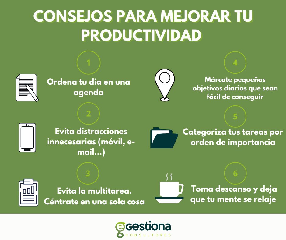egestiona_ep's tweet photo. ¡Buenos días!☕️

¡Hoy os dejamos por aquí los consejos básicos para tener una jornada laboral productiva! 

¿Que os parecen?

#CompartirMejorQueRetener #Productividad https://t.co/vM9L4RdOXB