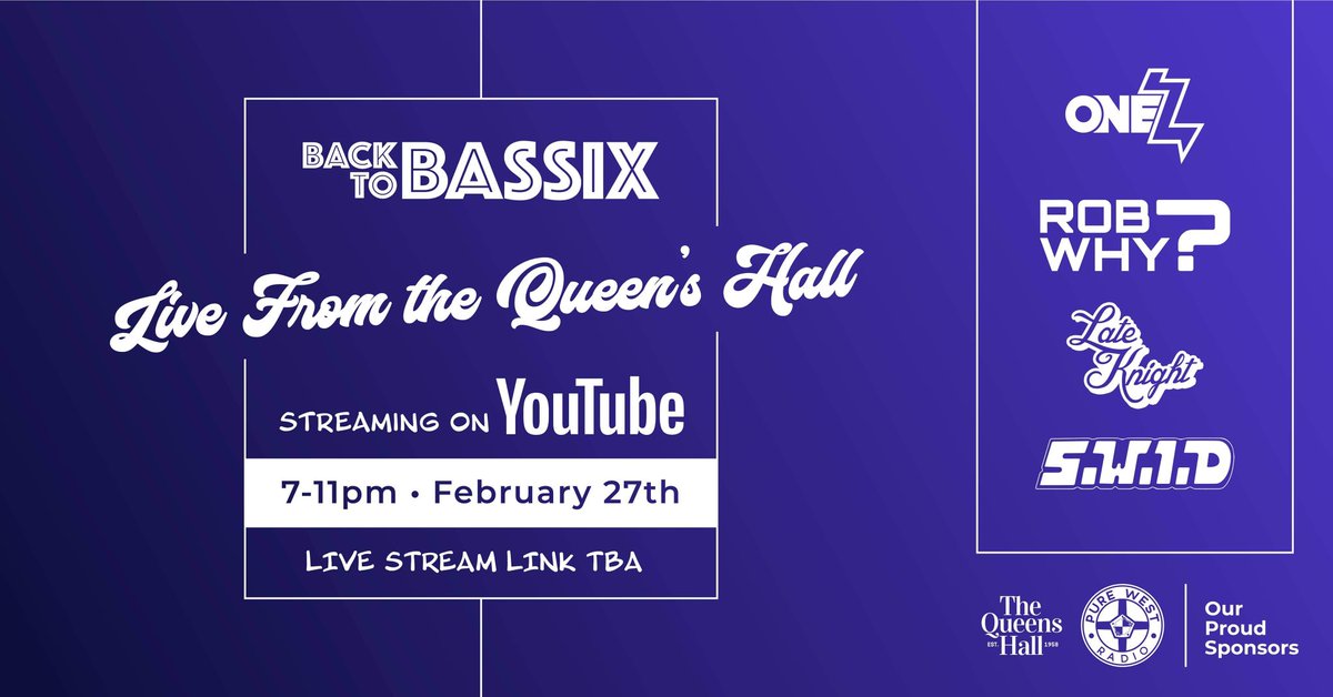 #BACKTOBASSIX (@backtobassix) on Twitter photo We are coming to you live and direct from <a href="/QueensHallNarbs/">Queens Hall Narberth</a> with our very own live stream gig featuring some of pembsā finest. Get involved with this on the 27th! We are coming to you live and direct from <a href="/QueensHallNarbs/">Queens Hall Narberth</a> with our very own live stream gig featuring some of pembsā finest. Get involved with this on the 27th!