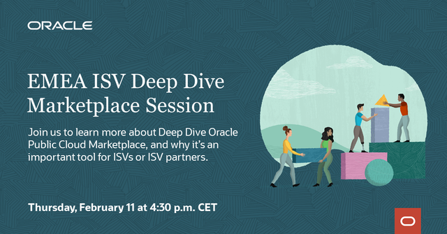 Join us for a dedicated live webinar, and learn why Deep Dive Oracle #PublicCloud Marketplace is an important distribution and go-to-market tool, available for all of our Independent Software Vendors, or #ISV partners. Sign up to secure your virtual seat. bit.ly/2Mucsdw