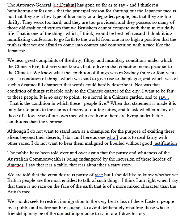 6/8.Here's Bruce Smith MP in Hansard in late 1901: