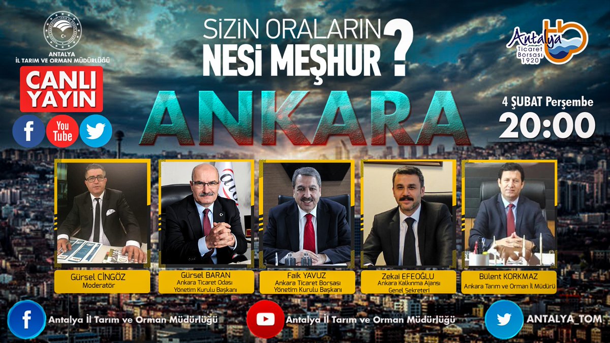 “Sizin Oraların Nesi Meşhur?” Başkent'te 
Ankara’nın binlerce yıllık el emeği göz nuru yöresel ürünleri bu programda. 
📡: youtube.com/watch?v=o7rG1S…
🗓️ 4 Şubat Perşembe 2021
⏰20:00 
<a href="/varank/">Mustafa Varank</a> <a href="/ersinyazici1/">Ersin YAZICI</a> <a href="/alicandir/">ALİ ÇANDIR</a> <a href="/gokhankaraca_/">Gökhan Karaca</a>