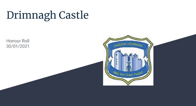 CbsCastle's tweet photo. Well done to the junior cycle third year students who demonstrated exemplary work and engaged with online learning. Here’s January’s roll of honour ... @JCTeachers @ERSTIRELAND @PDST_Hwellbeing https://t.co/LyDFMgW4AE