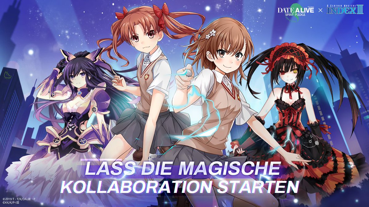 Lass die magische Kollabo starten

Habt ihr Ein Geweisser Magischer Index III gesehen? Wenn ja, teilt eure Gedanken mit uns. Wenn nein, schaut es jetzt an und erkundet  die Geschichte!

#DateALive #SpiritPledge #Magicalindex