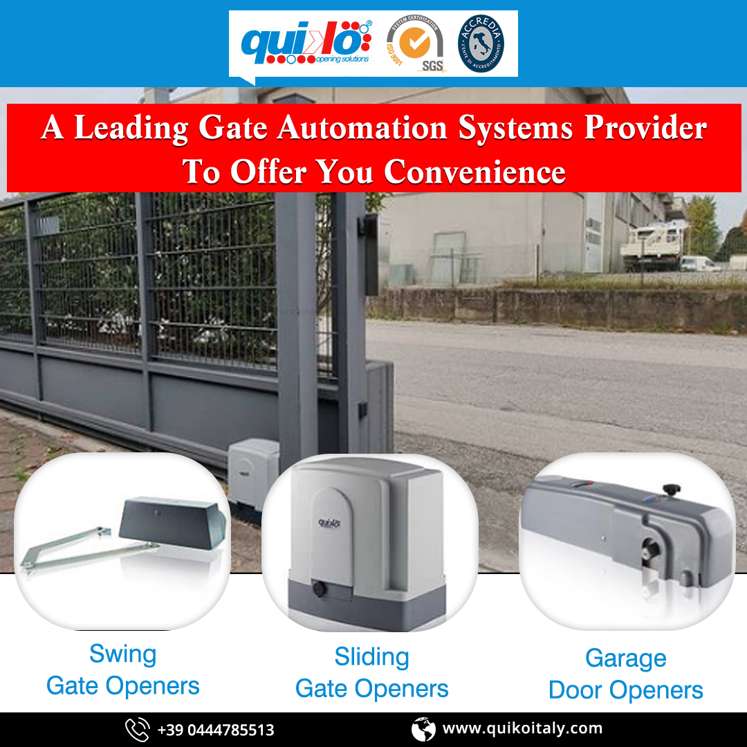 QUIKOITALY's tweet image. Your one stop destination for all your gate automation needs applicable for both residential &amp;amp; industrial applications.

Visit our website quikoitaly.com to know more about us.

#SwingGateOpeners #SlidingGateOpeners #GarageDoorOpeners