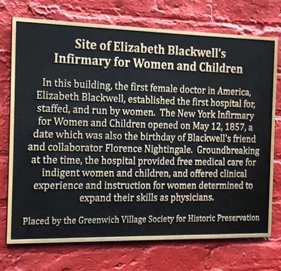 The Blackwell sisters founded the NY Infirmary for Indigent Women & Children. Its original location is in Greenwich Village, and  @GVSHP has installed a plaque.