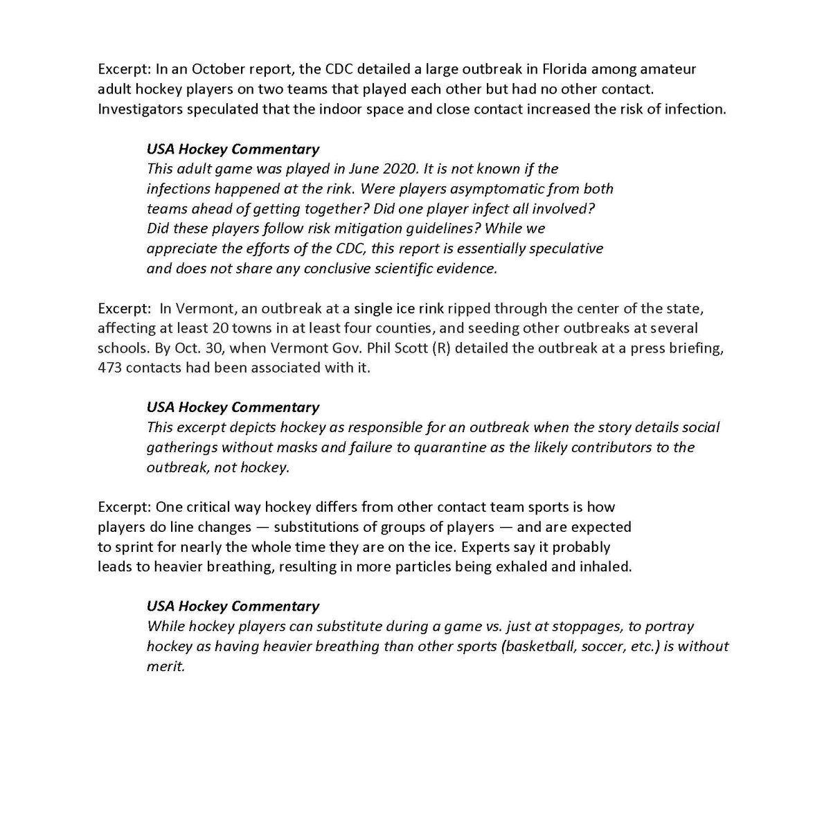 Aisling_HkyMom's tweet image. Good stuff from @usahockey re: COVID-19: usahockey.com/playersafety. The piece on "Hockey Not Riskier Than Other Sports" (pics below) is quite interesting.

If a hockey player contracts covid, it doesn't mean they got it while playing or b/c they were playing hockey! #LetThemPlay