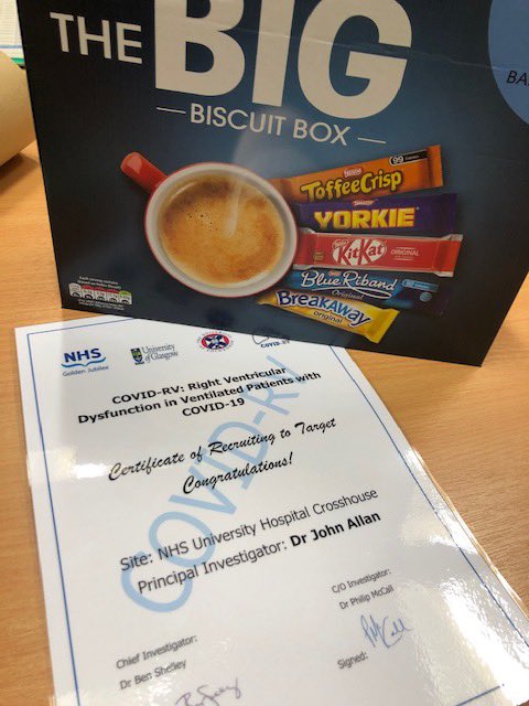 GJanaesresearch's tweet photo. Another site at more that 10 recruits! Congratulations 🎉 and thank you 🙏 to @DrJSAllan and team #Crosshouse for ongoing #COVID-RV recruitment. Amazing work in the hardest of conditions. Biscuits with your tea is the very least we can do! ☕️ 🍫 https://t.co/AYfWc08A0T