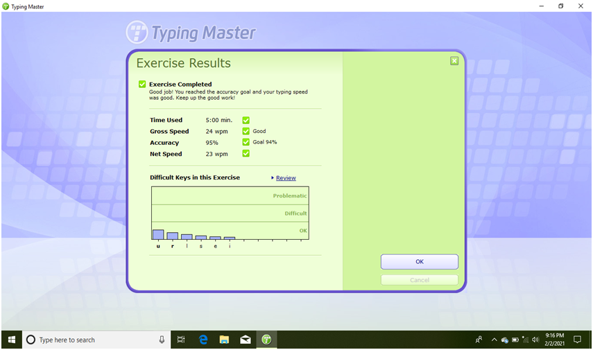 DeepakshiBora's tweet photo. I have been practicing touch-typing for some weeks, &amp; now the outcome is visible 3 days back, my accuracy was 90, but now 95 &amp; even my net speed has improved, from 7wpm to 23wpm.
I'm elated with my progress!🥳
#typing #keyboarding #fasttyping #learntotouchtype https://t.co/aj596kXg7X