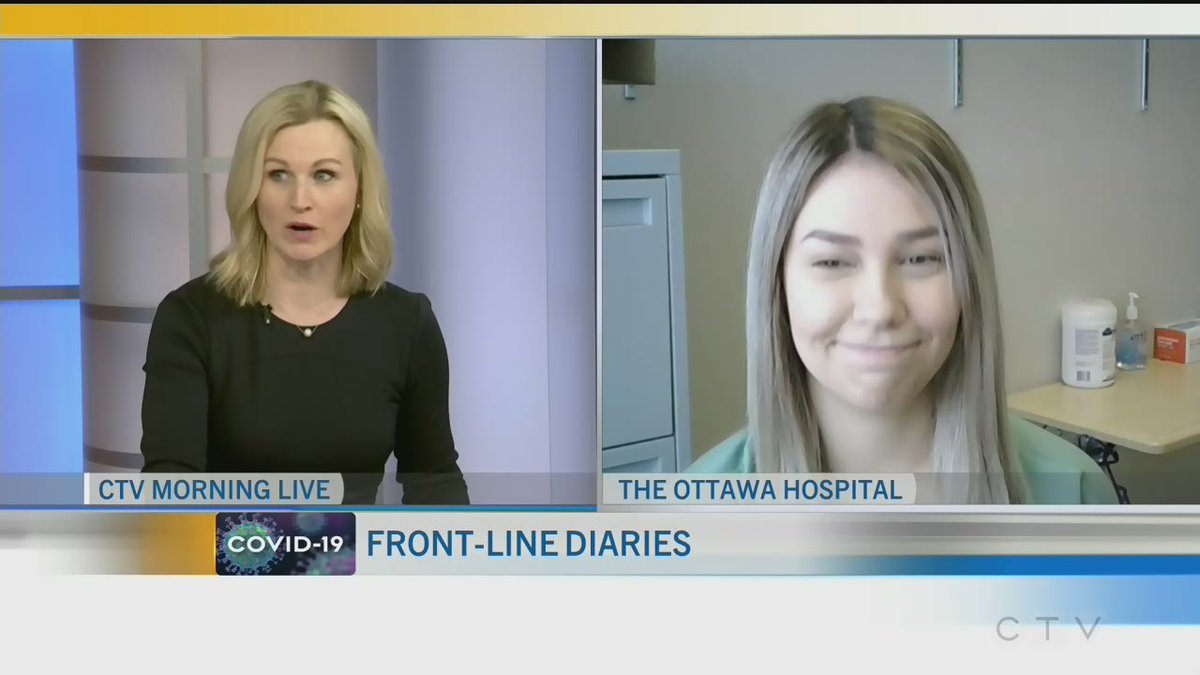 CTVYMOttawa's tweet photo. Front-Line Diaries: Vanessa Large | In this edition of Front-Line Diaries, we check-in on Nurse Vanessa Large from the @OttawaHospital to see how their ward has been dealing with pandemic changes. #frontlineworkers #frontlinediaries
https://t.co/uigIwogdiX https://t.co/J6V9a1gOuK