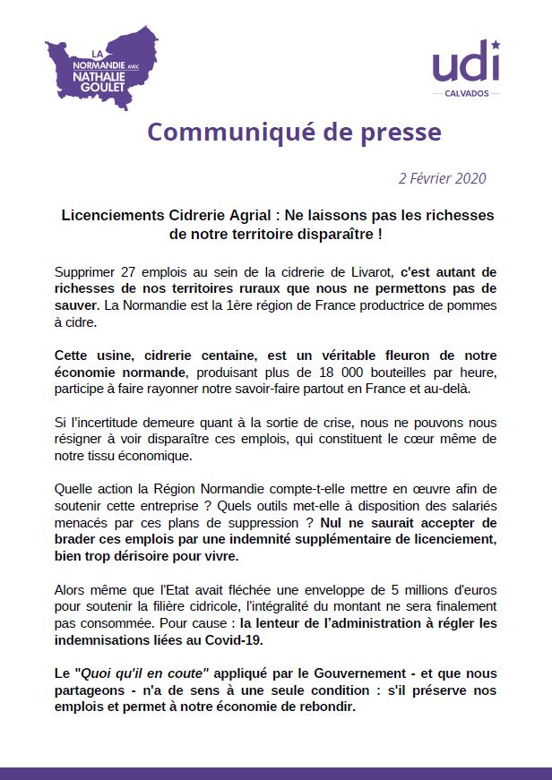 27 postes supprimés à la cidrerie de Livarot, c'est tout autant de notre savoir-faire et de notre richesse locale que nous laissons disparaître. Les aides publiques doivent soutenir ces emplois essentiels à notre économie⤵️
<a href="/RegionNormandie/">Région Normandie</a> <a href="/OuestFrance14/">Ouest-France 14</a> <a href="/tendanceouest14/">Tendance Ouest 14</a>