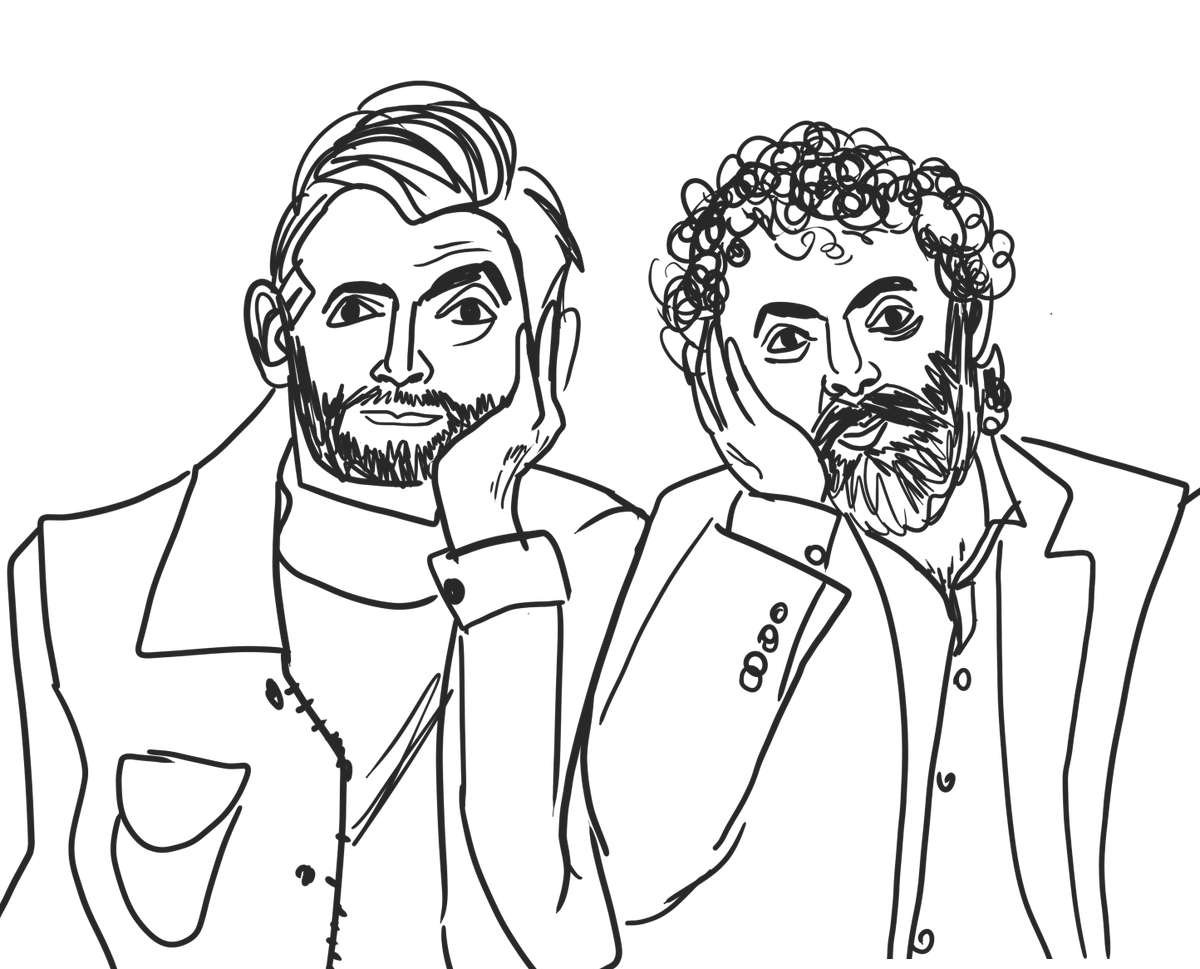 drawnsheen's tweet photo. michael sheen and david tennant https://t.co/1enKBwKDsn