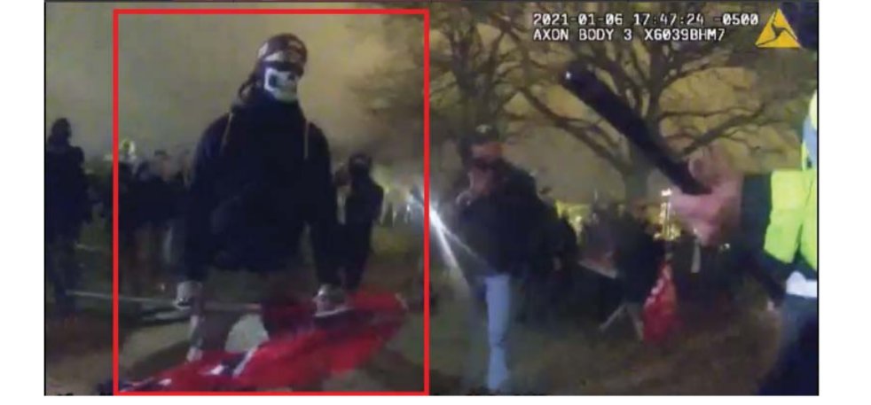 The FBI is closing in on a chilling figure at the Capitol riot, according to a search warrant unsealed last night. Agents say David Blair, of MD, roamed the Hill after dark w/a Confederate flag & a skull mask. "Hell naw, quit backing up," he told a mob confronting the cops.