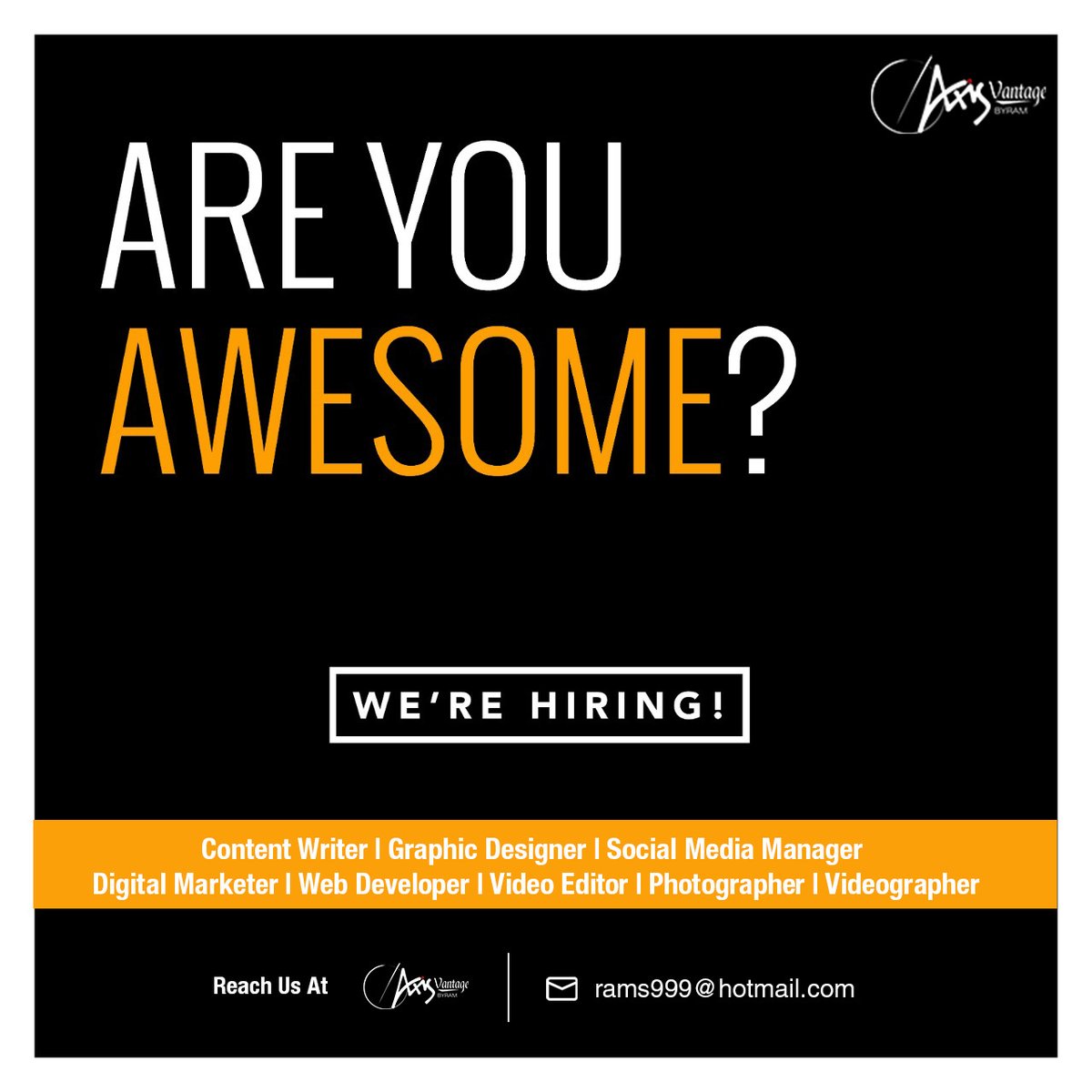axisvantage's tweet photo. Don't like boring things?

Yeah, we really don't do them. We do awesome things!

💫Come Join Us 💫

Hiring:

💡Social Media Manager
💡Content Marketer
💡Digital Marketer
💡Digital Communications Manager
💡Graphic Designer
💡Video Editor
💡Content Writer

#AxisVantageForLife https://t.co/qfD3Kbqh83