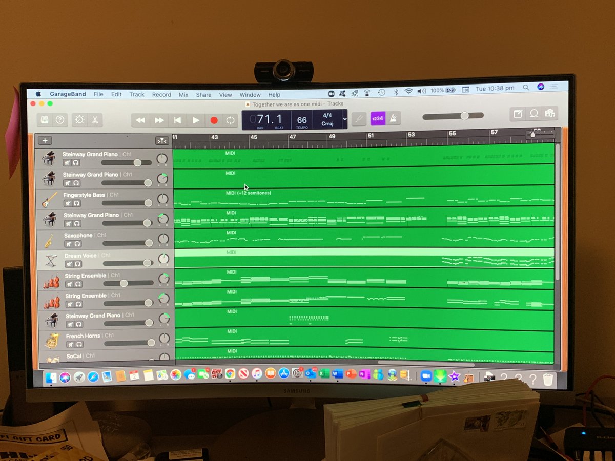 PlatinumCre8ive's tweet photo. In the studio this week writing jingles!
#Producer #jingle #intro #Kronos #JunoG #Roland #Korg #DAW #Garageband #MacbookAir #Music #production #synth https://t.co/D5T3wp3j5U