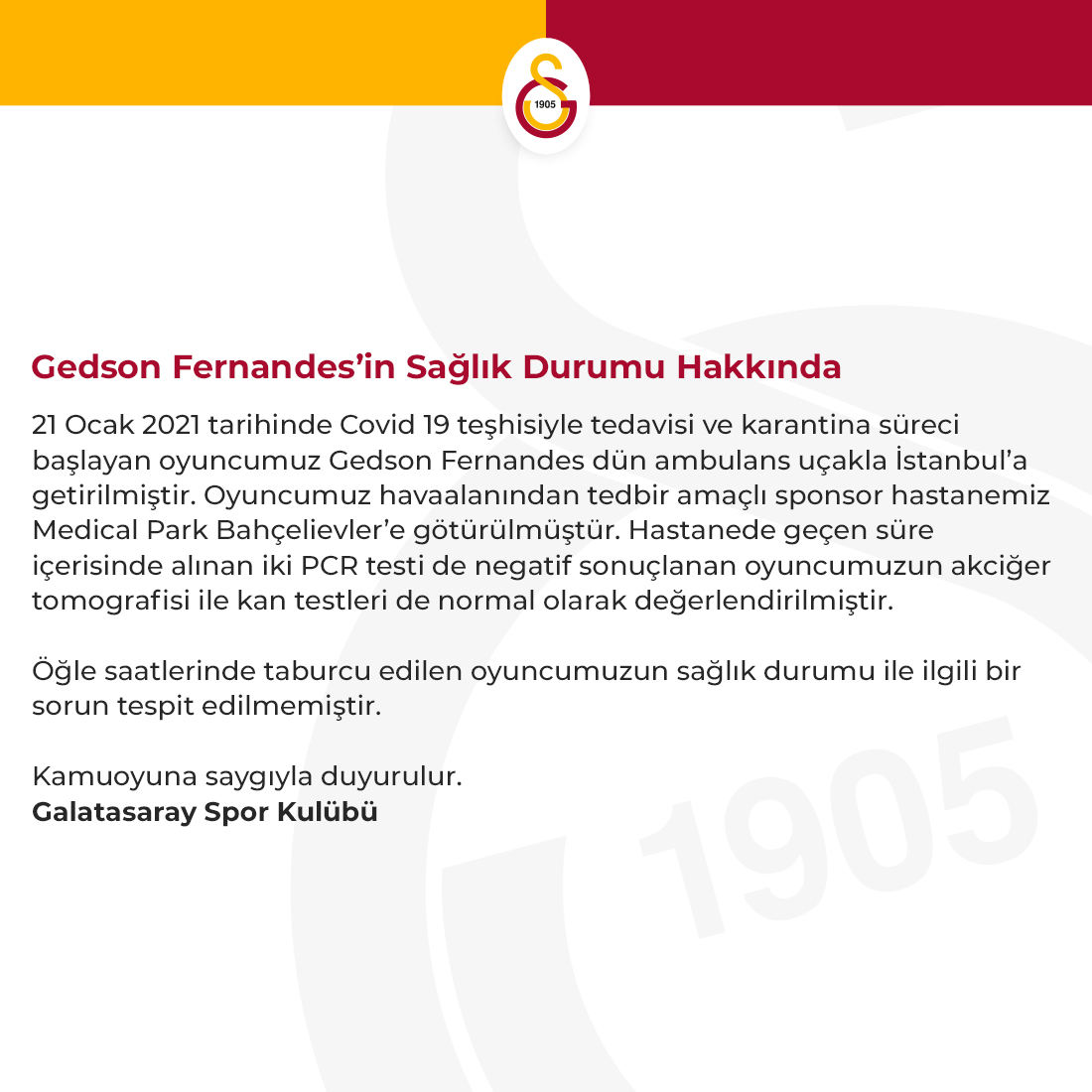 Galatasaray Sk On Twitter Gedson Fernandes In Saglik Durumu Hakkinda Https T Co 4usihu5oe7 Twitter Galatasaray Sk On Twitter Gedson Fernandes In Saglik Durumu Hakkinda Https T Co 4usihu5oe7 Twitter