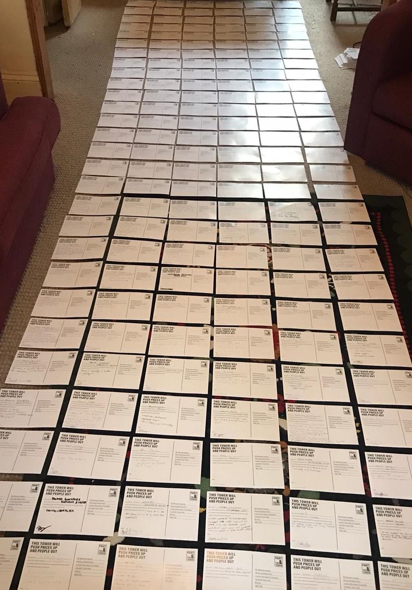 A skyscraper of handwritten objections collected where the tower will be built.