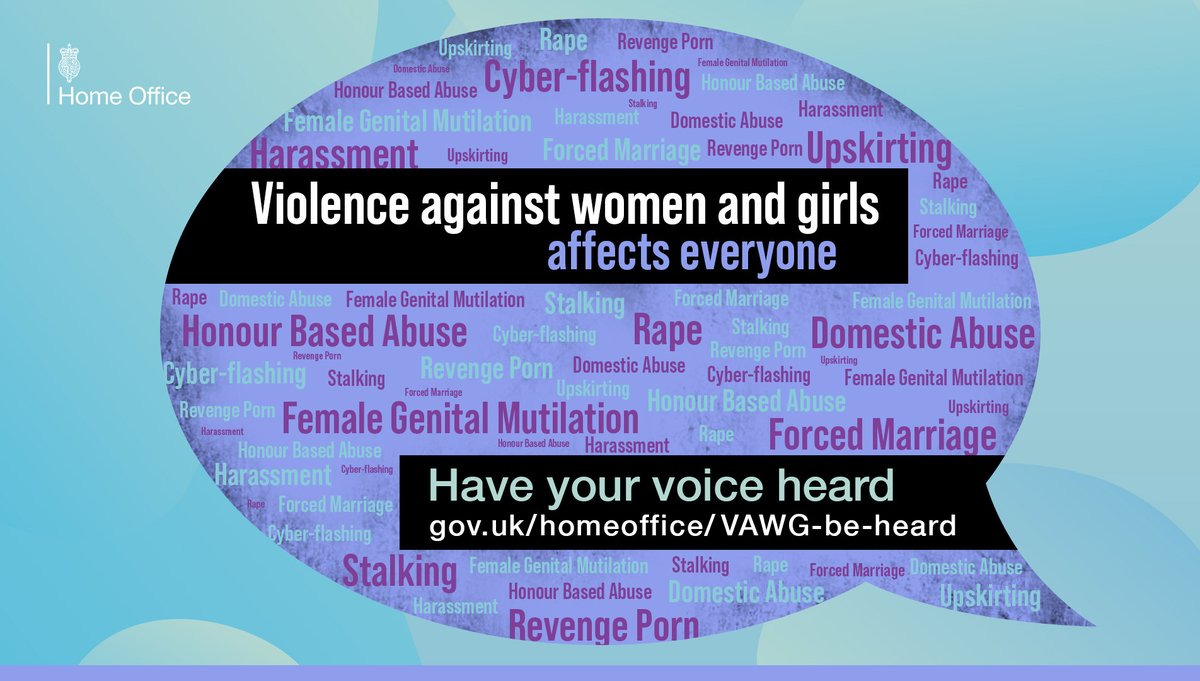 🗨️ There are 18 days left to share your views and experiences of violence against women and girls. 

Our consultation is open to all genders, and your responses will help build our strategy to tackle these crimes. 

Have your say 👉 gov.uk/homeoffice/VAW…