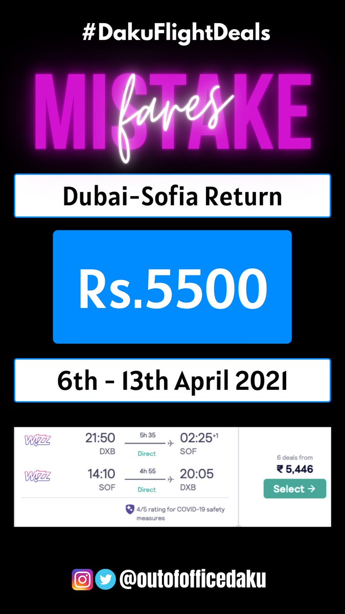 outofofficedaku's tweet photo. #MistakeFares
Dubai - Sofia Return
Check image
#DakuFlightDeals https://t.co/cIfYky7TxI