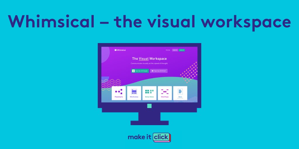 makeitclickHQ's tweet photo. Do you get asked to present work in a visual way - need to make flow charts or mind maps?

One of the easiest tools to build these is Whimsical. It’s free  and includes a range of icons &amp; shapes to help you communicate your ideas.

See @WhimsicalPowers ⬇️

https://t.co/P3tHuVldFq https://t.co/k8QoyIQQUc