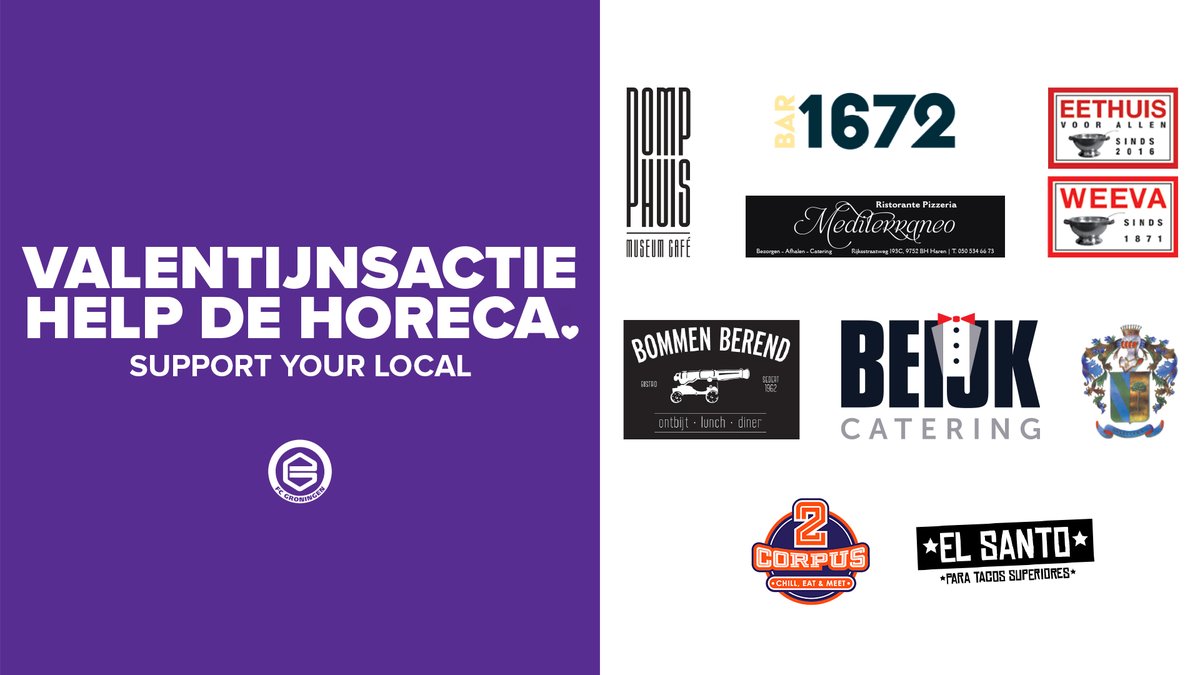 🍴 De horecabranche heeft het lastig. Help de horeca, support your local! 

❤ 10 FC-sponsors hebben een mooie aanbieding voor Valentijn. 

➡ bit.ly/supportyourloc…

#trotsvanhetnoorden