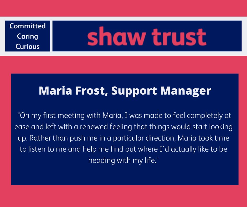 ShawTrust's tweet photo. #ShawTrustShoutOut Maria always offers an exemplary service to participants and has them at the heart of everything she does which is shown in this feedback!

“It is not overstating things to say that she has turned my life around.”

#ThankYou #SupportBackToWork #ShawTrust https://t.co/2X6WR83QqU