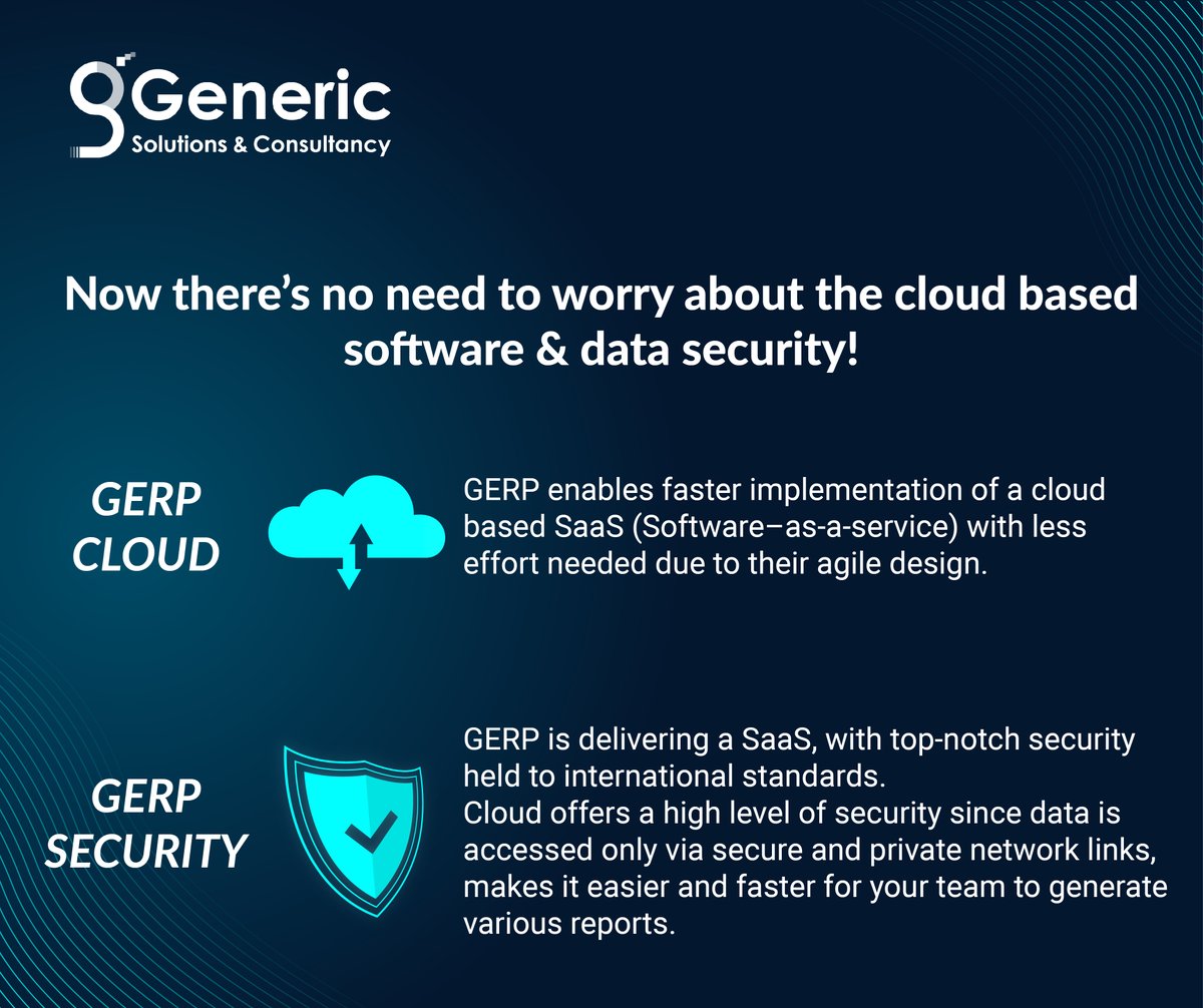 GSC_PAK's tweet photo. GERP enables mobility – It does not matter, where the employees work, the server in the cloud is always accessible. 

We are just one click away!
https://t.co/ZQSARMCI3T

#Genericsolutions #GSC #GenericERP #GERP #ERP #Cloudcomputing #CloudERP #Datasecurity #Logisticsindustry. https://t.co/ElkCuPNH93