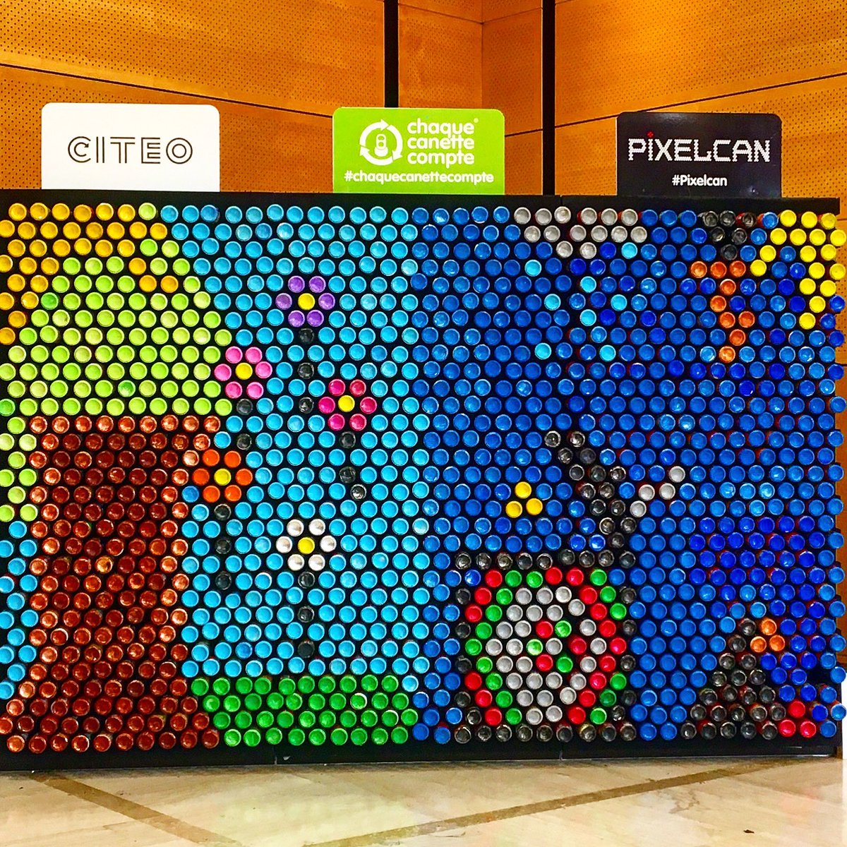 chaquecanette's tweet image. Creation des ecoliers de l’école de Clerieux à Valence sur le thème du #tri, ca tombe bien car toutes les canettes de ces #PixelCan seront recyclées par @SYTRAD1 
 #clerieux #citeo #drome #valence @ValenceRomans @citeofrance #citeo