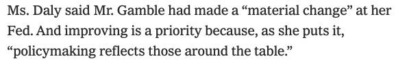 SF Fed president  @marydalyecon had lunch with Monroe. She saw his potential and urged him to stay. And he did. He helped SF Fed to change up application vetting practices. Now he's at NYU, working with  @PeterBlairHenry, still on the road to a Ph.D.