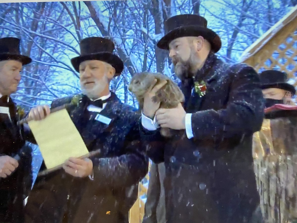 Punxsutawney Phil says 6 more weeks of winter..  don’t know how he sees a shadow when it’s snowing...but tradition continues virtually this year ..!!