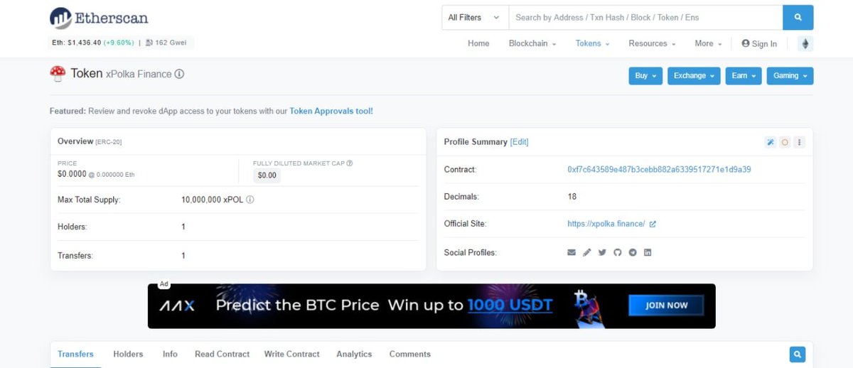 xPolka is Verified!

Below is the verified smart contract on Etherscan. xPOL code has been audited and can only use the functions found within the contract. 

Contract: 0xF7C643589e487b3cebb882A6339517271E1d9a39

etherscan.io/token/0xf7c643…

Official website — xpolka.finance