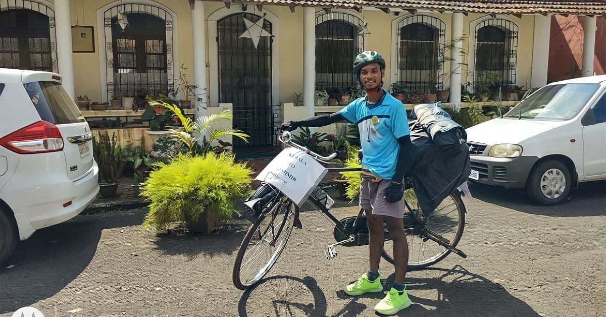 thebetterindia's tweet photo. https://t.co/Vx9iyb1f7y With No Money To Travel, 23-YO Is Cycling From Kerala To Kashmir By Selling Tea https://t.co/Wvdk2Nf6rq