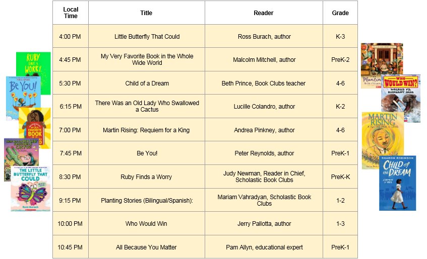 K-6 learners <a href="/Hhhsinfo/">Houssam Hariri HS</a> will join Scholastic Books Clubs @scholastic and #Storyvoice on #World_Read_Aloud_Day on Wednesday, February 3, starting at 4 p.m. to listen to &amp; even read live with award-winning authors, teachers, and Scholastic staff for 7 hours straight. Stay tuned 📚