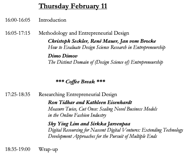 Next week's Symposium on Entrepreneurship and Design.
(All times refer to CET)
Want to join? Let me know. DMs are open.
