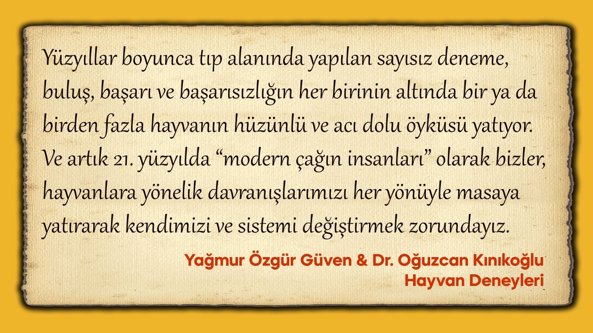 Yıllardır bu konuda aktivizm yürüten <a href="/ei8hty_ei8ht/">Yağmur Özgür Güven ☮</a> ve <a href="/Ogocan/">Dr. Oguz Kinikoglu</a>'ın <a href="/yeninsanyayin/">Yeni İnsan Yayınevi</a>'dan çıkan kitabı "Hayvan Deneyleri", hayvanların gün yüzüne çıkmamış bu kullanım alanı hakkında tüm gerçekleri gözler önüne seriyor ve bilim insanlarını dahi sorgulamaya itiyor. #vegankitap #vegan