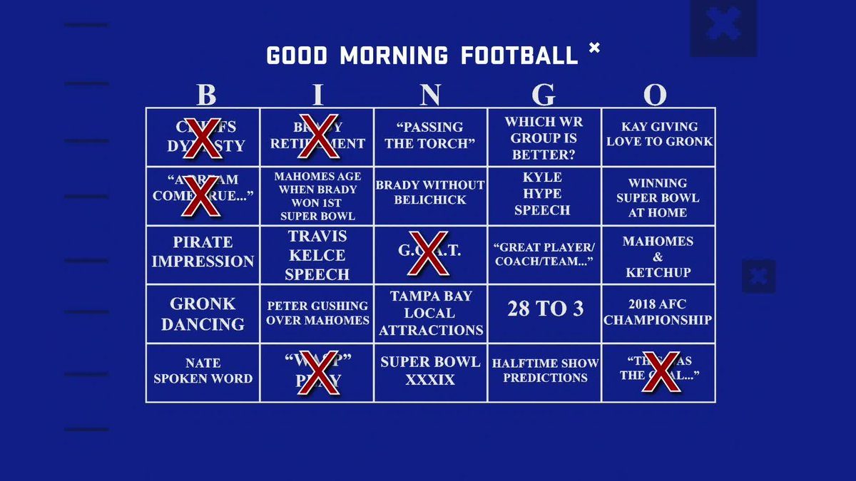 Gmfb Gmfb Bingo Board Update Remember To Tweet Us Using Sb55bingo When You Hear Someone From Our Show Nfl Network A Player Or A Coach Say One Of These