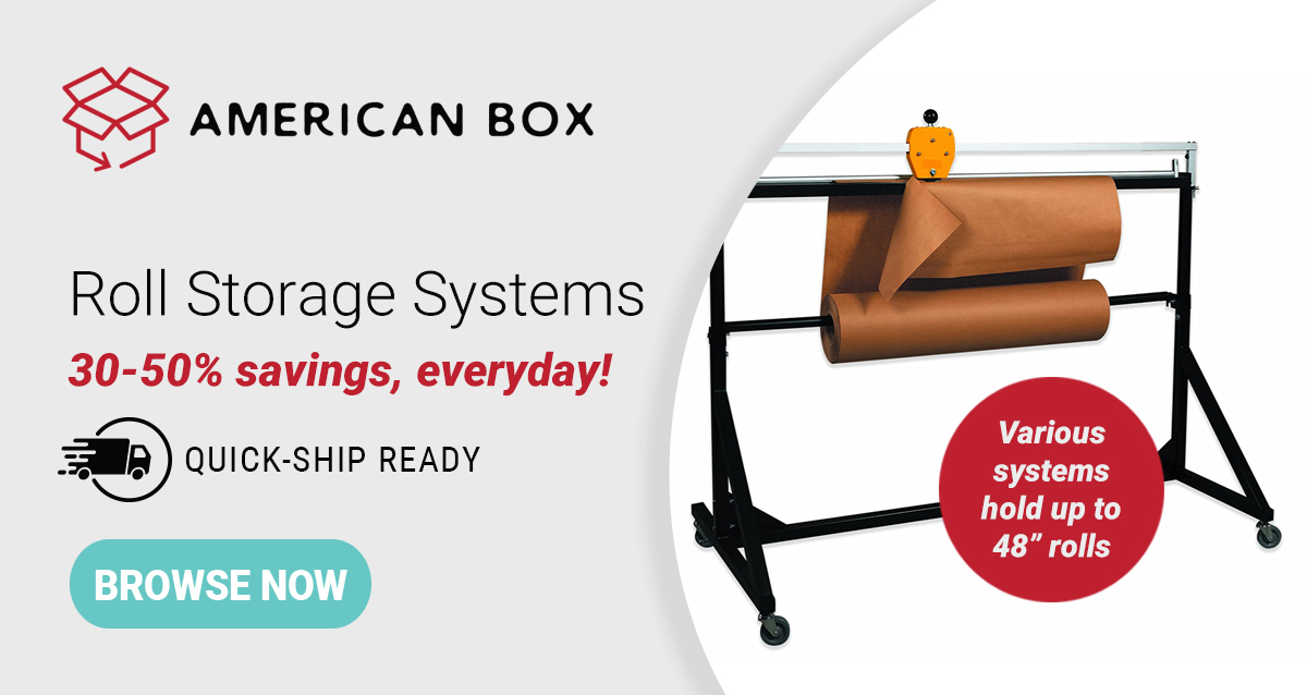AmBoxCo's tweet photo. Up next on our inventory highlight? Roll Storage Systems! You'll be able to store &amp; cut bubble, foam, paper, and plastic rolls. PLUS Holds up to 48” rolls.

Get wholesale pricing of roll storage with up to 50% savings!
 
View the rest of our inventory:  https://t.co/jwW66piMxf https://t.co/qwAXGJeEtF