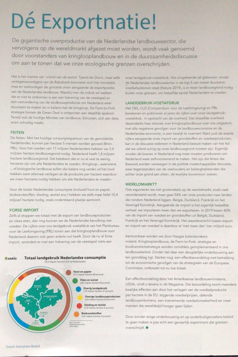 Laten we zuinig zijn op onze #landbouwgrond en laten we het gebruiken om de alsmaar groeiende bevolking te voeden. De Nederlandse #landbouwsector staat in top 5 van meest duurzame voedselsystemen. #TrotsOpDeNederlandseBoer
