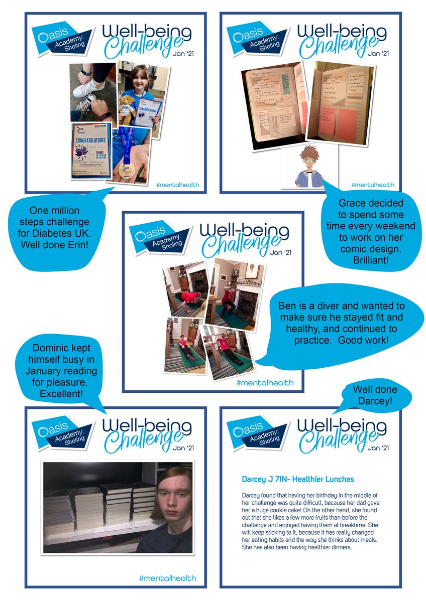 OasisSholing's tweet photo. It's great to see our students completing their personal challenges. Well done everyone! #mentalhealth #ChildrensMentalHealthWeek #resolutionchallenge #lockdown2021 #9habits https://t.co/A4sQbhGrNz