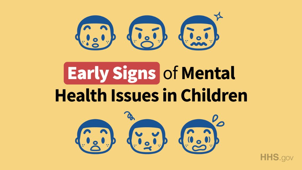 HHSGov's tweet photo. Has your child or teen been a little 😡😭😴 lately? #MentalHealth issues can start showing symptoms as early as childhood, and early detection can help your child get the most effective treatment. Get the facts from @NIMHgov: https://t.co/Cc9ZwcjdB9. https://t.co/IX6s0nzEOo