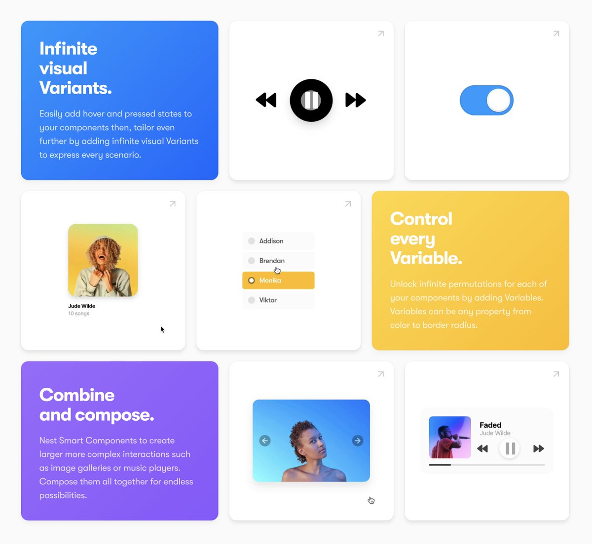 This section shows the types of components you can now make in  @framer – without code!I’ve been using Smart Components for a while now and am still blown away by the fact that making these components… is easy, fun, and playful 