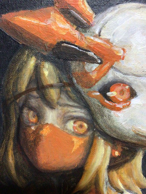 塗り重ねまくったダークなお面の人。 