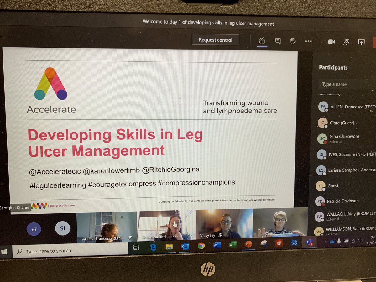 karenlowerlimb's tweet photo. Day 1 of 5 of ‘Developing Skills in Leg Ulcer Management’ taking this popular course to a virtual platform!!#couragetocompress @RitchieGeorgina @AlisonHopkins01 @woundwitch63 @AccelerateCIC @jo_hammersley https://t.co/yDAbU0esah