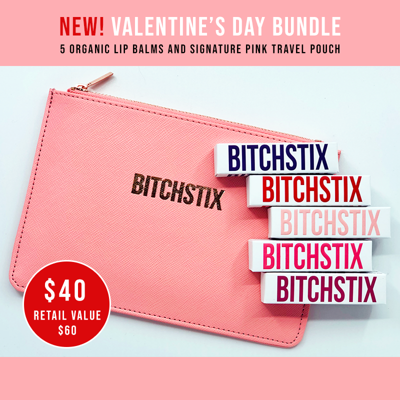 NEW #ValentinesDay Lip Care Bundle! ❤️ Includes 5 organic lip balms and signature pink travel pouch. Lip balms included are Black Cherry, Very Raspberry, Pomegranate, Açaí Berry &amp; Pink Lemon! Only $40 (retail value $60!) SHOP: bit.ly/ValentinesLipB…