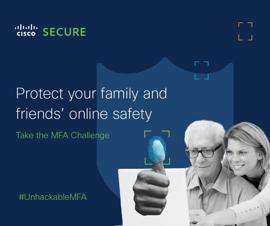 CiscoSecure's tweet photo. Today more than ever, it's so important to protect our family & friends, both online and off. So we are challenging every @Cisco employee and @CiscoSecure follower to learn more about Multi-factor Authentication and take our simple #UnhackableMFA pledge.
https://t.co/ZxHbjSmPqx https://t.co/xReajs4Kuj