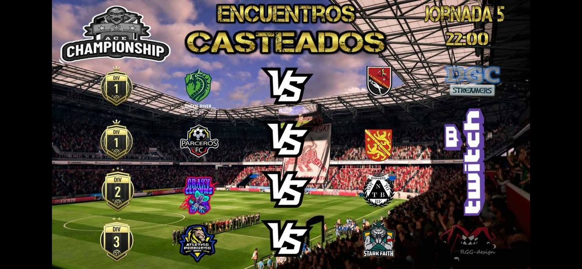 Estos son los enfrentamientos de esta noche no dudéis en pasaros por nuestro canal a disfrutar con nuestros grandes caster <a href="/minuevaplay_/">Minuevaplay</a> y @raulekeFUT 
No os olvidéis de votar en nuestras encuestas