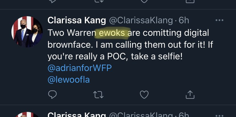 22. After using dead women's images for her bots, Sally Albright now using fake accounts pretending to be people of color as sock puppets to harass POC Democrats & accuse them of using "digital brownface".Shame on any Democratic candidate who employs Albrighth/t  @HeauxsForAOC